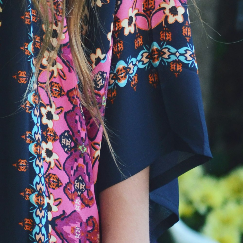 Kimono long fleuri rose, photo 3